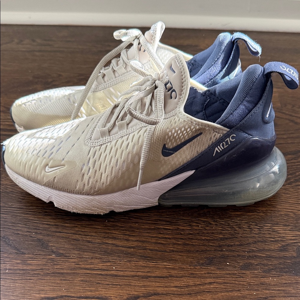 Nike Air Max 270 Beige and Navy Sneakers